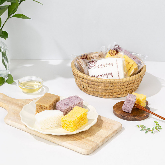 12개 소박스 - 순천광양기정떡 형미기정떡 답례떡 기정떡 아침식사대용 술떡 증편 기장떡 모둠4종_ (백미+흑미+보리+호박), 135g