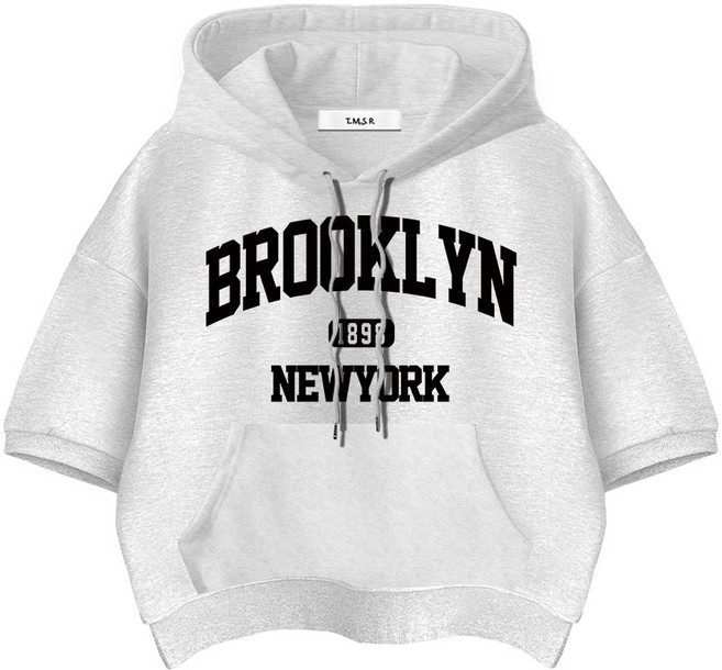 몰토벨리노 TSF 브룩클린1898 세미오버핏 고밀도 크롭 반팔 후드티