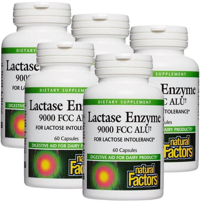 내추럴팩터스 락타아제 다이제스트 엔자임 9000FCC ALU 캡슐 Natural Factors Lactase Enzyme, 알약/캡슐, 5개, 60정 - 쿠팡