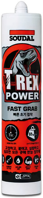 SOUDAL 수달 티랙스 파워 패스트 흑색 그랩 건축 콘크리트 석고 목재 외벽 실내 다목적 다용도 강력 실리콘 접착제 290ml, 1개
