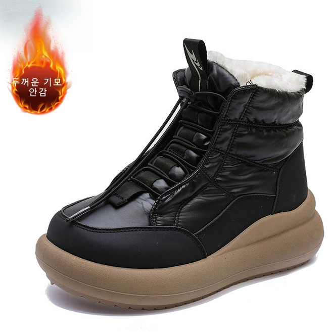 POMTOR 여성 겨울 통굽 기모안감 방한 스노우부츠 마틴부츠 논슬립 따뜻한 패딩슈즈