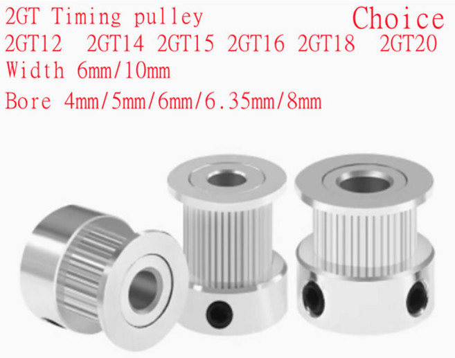 2PCS 2GT 타이밍 풀리 12T 14T 4 8mm 휠 35 3 폭 16T 보어 5 20Teeth 2M 15T 18T 17 벨트 GT2 6 10mm, bore 4mm, width 6mm, 2GT12 2PCS