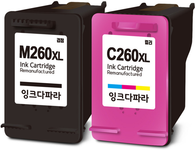 잉크다파라 삼성 호환잉크 INK-M260 C260 XL 세트, 1세트, 검정대용량+컬러대용량
