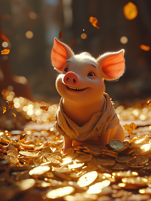 부귀재물 복돼지 우드 조각퍼즐 금화 더미 돈방석에 앉아 있는 행운돼지 2024년 새해 금전운에 좋은 풍수 그림퍼즐 300 500 1000조각, 부귀재물 복돼지 퍼즐도안3, 1000피스, 1개