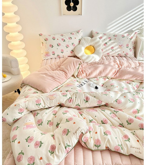 Cozy Aura 사계절 부드러운 차렵이불+패드+베개커버 세트