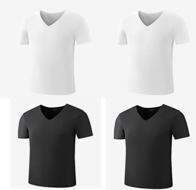 남성 무봉제 반팔 런닝 심리스 브이넥 티셔츠 4장세트