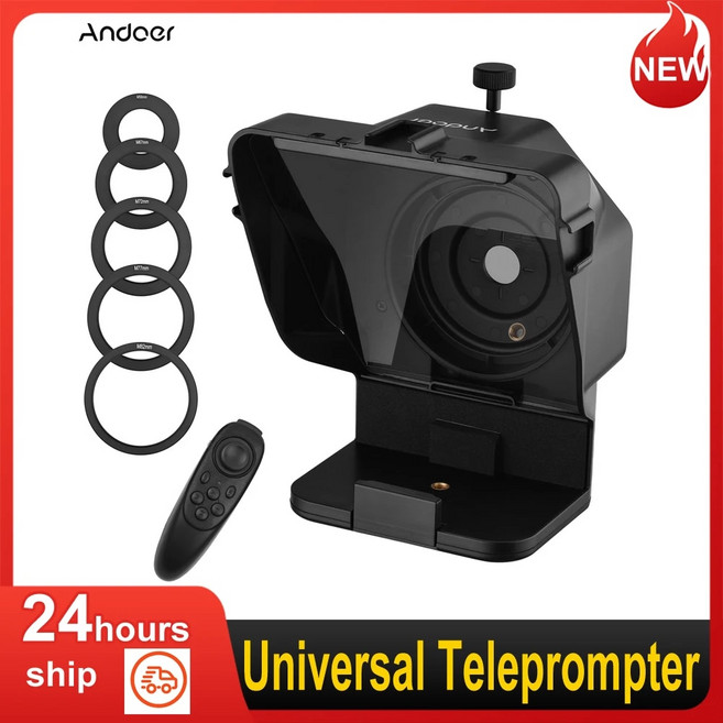 Andoer 휴대용 스마트폰 텔레프롬프터 프롬프터 전화 홀더 어댑터 포함 비디오 녹화 라이브 인터뷰용 원격 제어, 1.For Phone, 1개