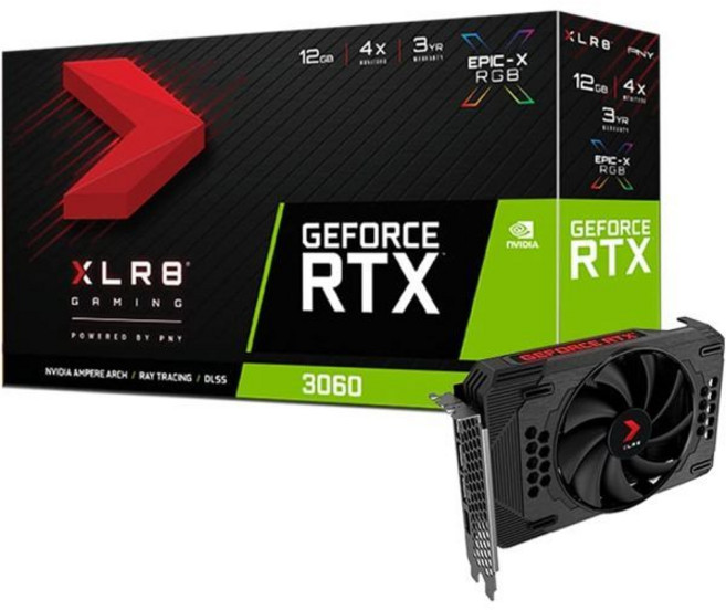 그래픽 카드 고성능 게이밍 PNY GeForce RTX 3060 12GB XLR8 레벨 에픽-X RGB 싱글 팬 갱신, Retail_12GB | Single Fan, 1개