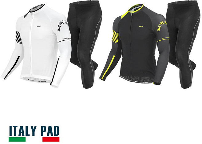 MCN 자전거의류 라이더 화이트블랙 긴팔져지+네오 7부 패드바지 세트