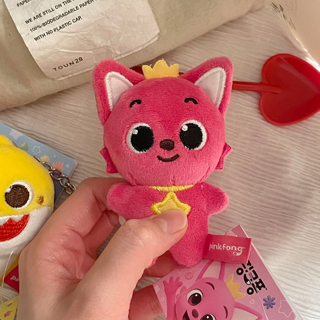 베베핀 핑크퐁 미니 가방고리 인형 키링, 1개, 핫핑크 (핑크퐁), 8cm