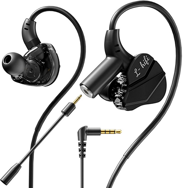 액센 마이크 탈부착 게이밍 유선 이어폰, 블랙, 3.5mm