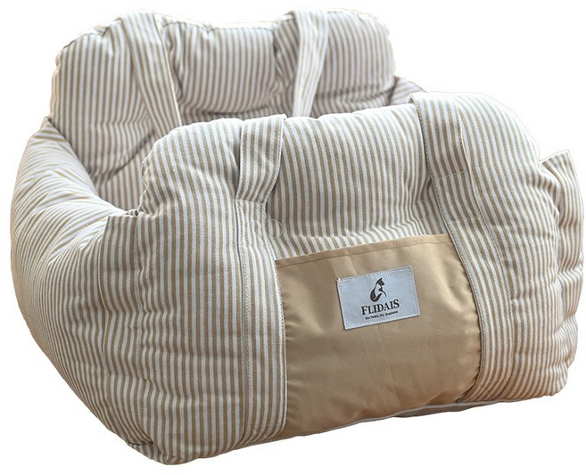 플리다스 강아지 카시트 반려견 쿠션형 드라이빙킷 차량용 차시트 중형, 1개, 베이지