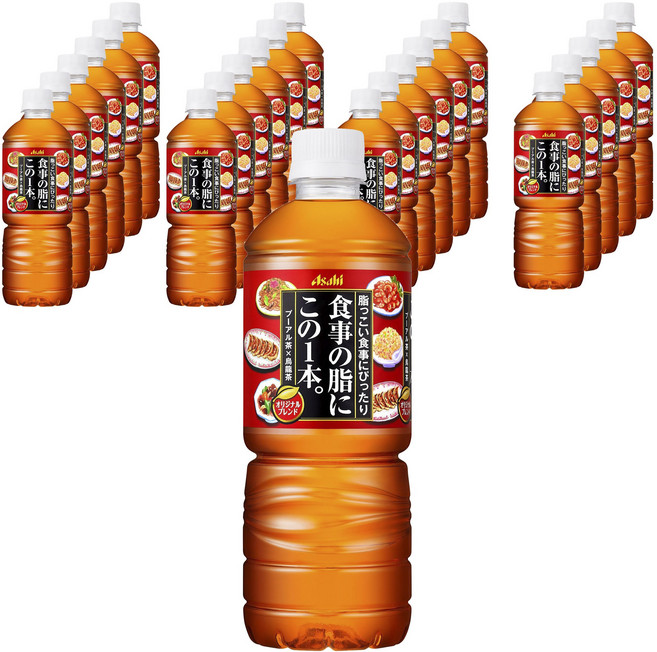 Asahi 기름진 식사에 1잔 보이차 X 우롱차 페트, 24개, 600ml