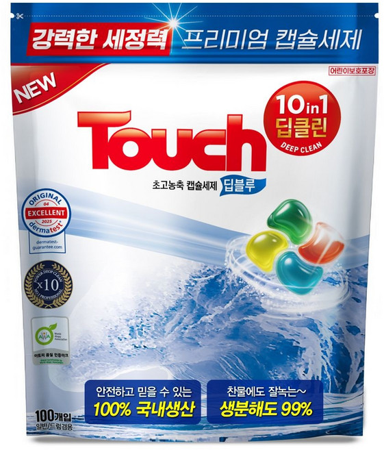 [터치] 프리미엄 캡슐세제 딥블루 4챔버 100개입 1개