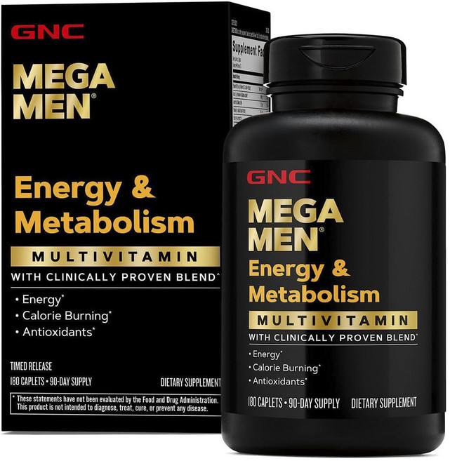 GNC 메가 멘 에너지 & 메타볼리즘 멀티비타민 캐플렛, 180정, 1개