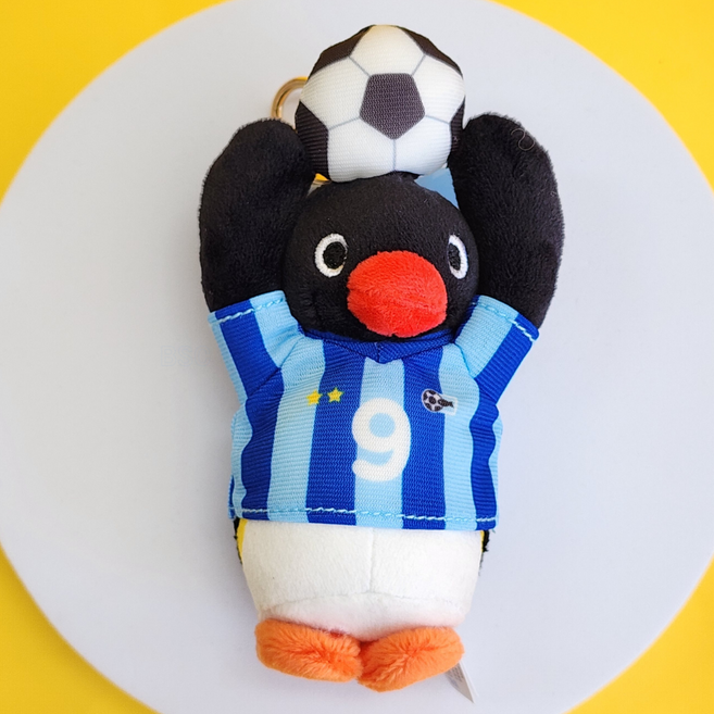 BSC 핑구 인더시티 인형 키링 소방관 경찰관 축구선수 통조림 중형 핑구핑가 펭귄인형, 1개, 2. 핑구 축구선수 키링, 10cm