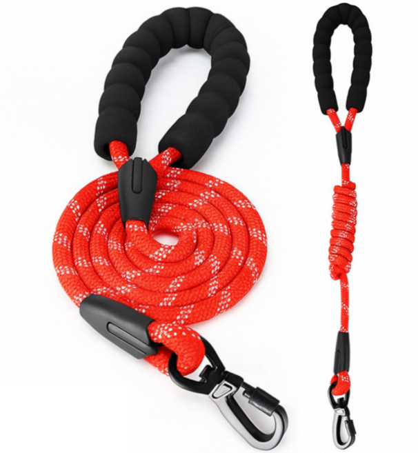 펠롱샵 튼튼한 강아지 목줄 세이프 리드줄 하네스 고급형, 레드