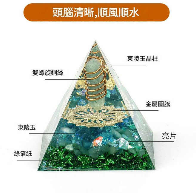 天然水晶招財金字塔擺件, 20號 6cm 頭腦清晰，順風順水, 1個