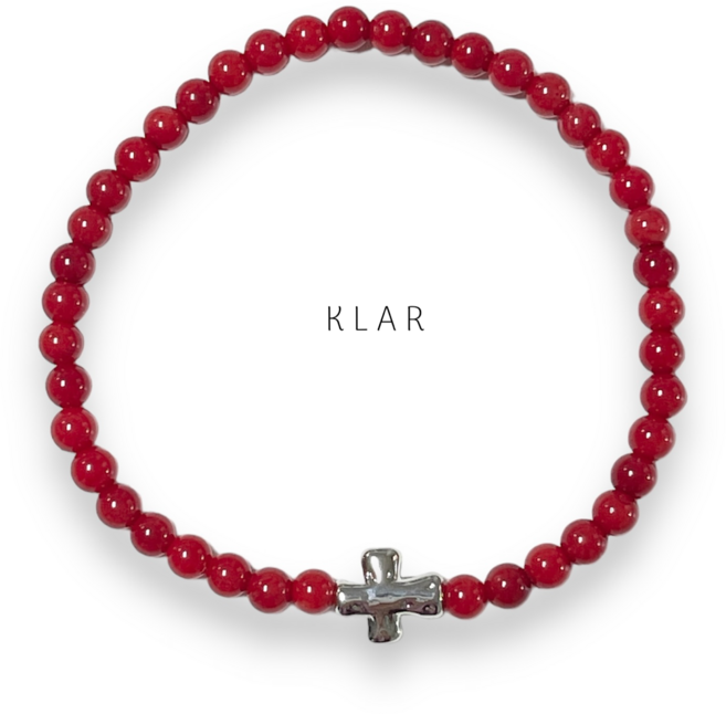 클라(KLAR) 산호(Coral) 엔틱십자가 팔찌 (4미리)