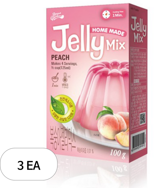 브레드가든 복숭아젤리믹스 젤리만들기, 100g, 3개