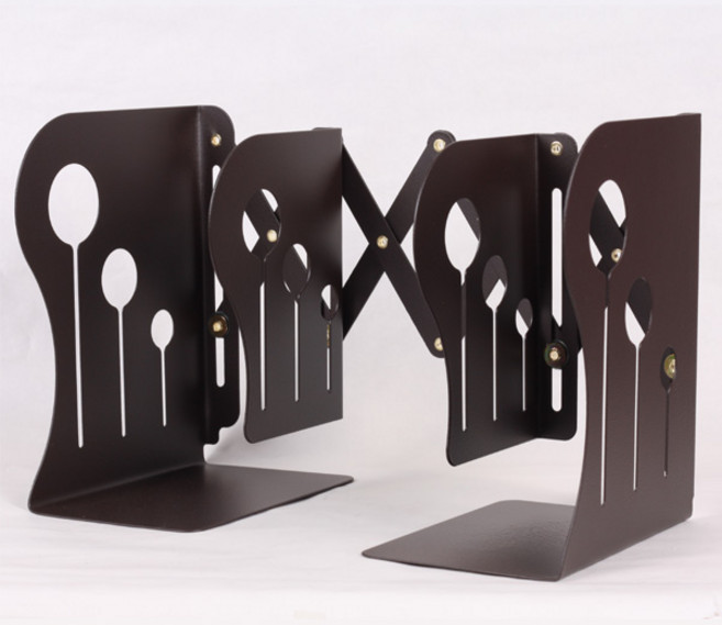 다이나믹 책꽂이 대/중/소 자바라 북엔드 북스탠드, 브라운