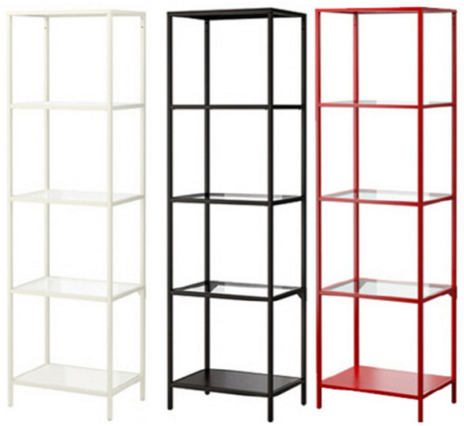 이케아 VITTSJO 빗셰 4단 유리장식장, 블랙브라운