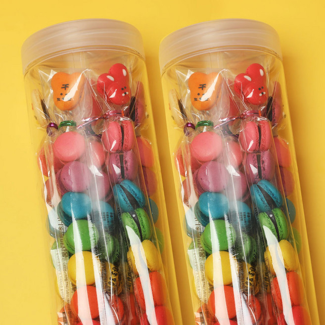 미니 마카롱 용기(7줄) 세트 답례품 어린이집간식 케이크장식 한입간식 홈베이킹 씨리얼 우유말먹 선물, 2개