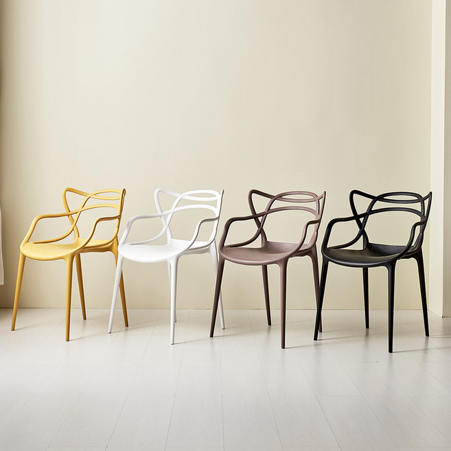 마스터체어 플라스틱 야외용 의자 카페 정원 공원 편의점 체어, 블랙, 2개