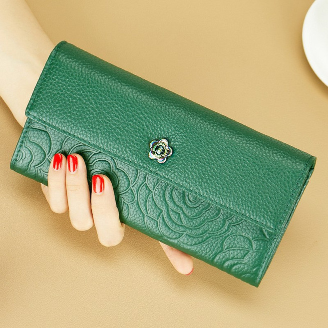 샤샤벨 카멜리아 고급 소가죽 장지갑 리얼 천연 가죽 여성 프리미엄 지갑