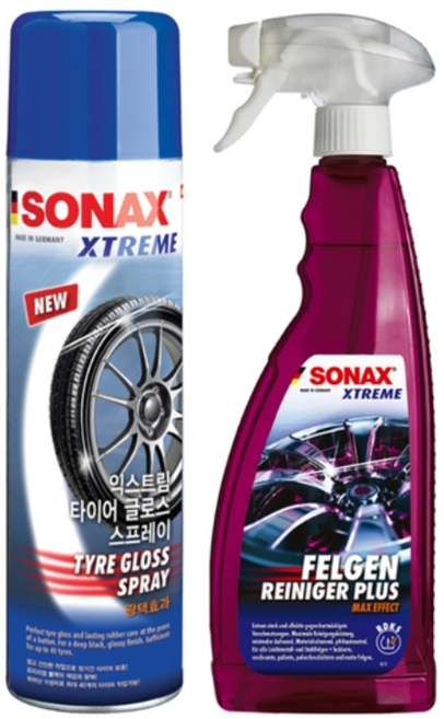 소낙스 익스트림 타이어 & 휠 관리 세트 2종 코스트코 정품 (타이어 글로스 스프레이 400ml 1개 + 휠크리너 맥스 이펙트 750ml 1개)