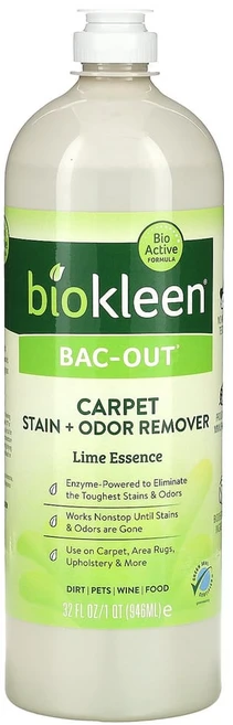 바이오클린 Bac-out 카페트 얼룩 + 냄새 제거제 라임 에센스 946ml(32fl oz), 1개 - 쿠팡