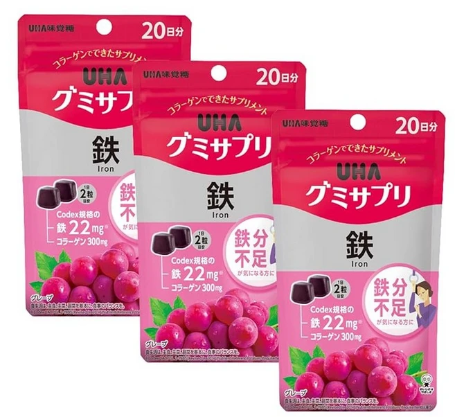UHA 20 (40 3 (60 구미 사프리 [정리 사] 구미 사프리 철 일분 알) 포도 맛 개, 3개, 40정 - 쿠팡