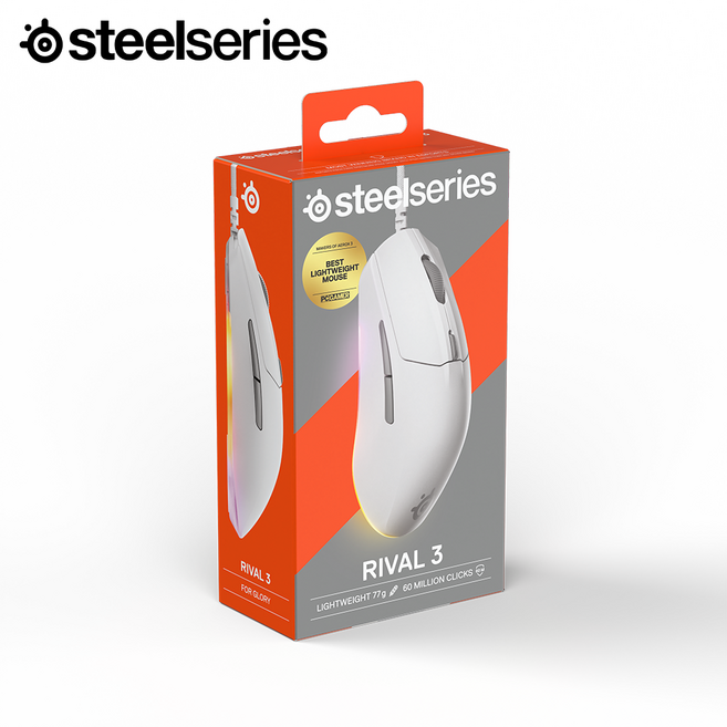 스틸시리즈 Rival 3 Gen2 유선 게이밍 마우스 [Black or White], 화이트, ST-62516