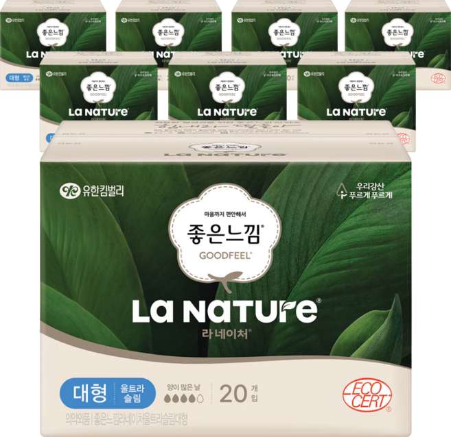 라네이처 좋은느낌 울트라 생리대 날개형, 대형, 20개입, 8개