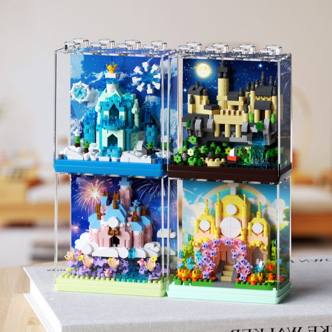 [블럭킹] 나노블럭 동화 속 캐슬 궁전 Palace 디스플레이 4종 모음 BK057, 1개, 4종 BOX