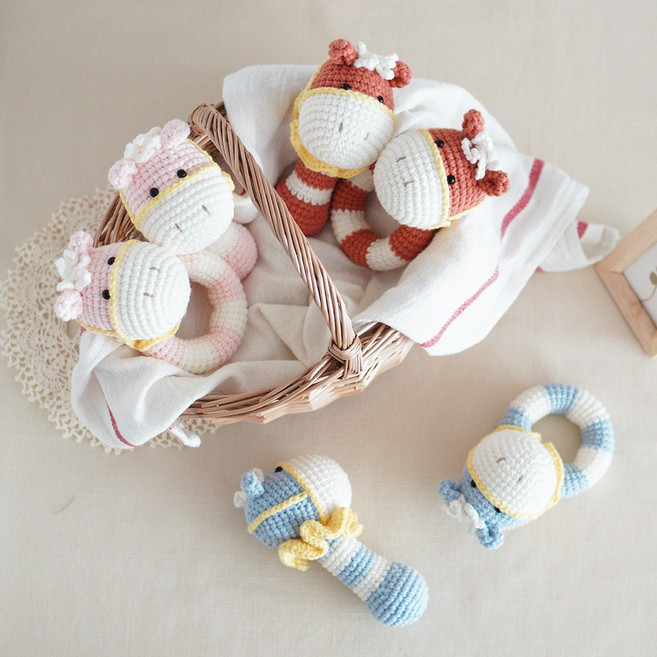 [코바늘DIY] 말띠 딸랑이 만들기 + 동영상 손뜨개인형 태교키트, 레드브라운
