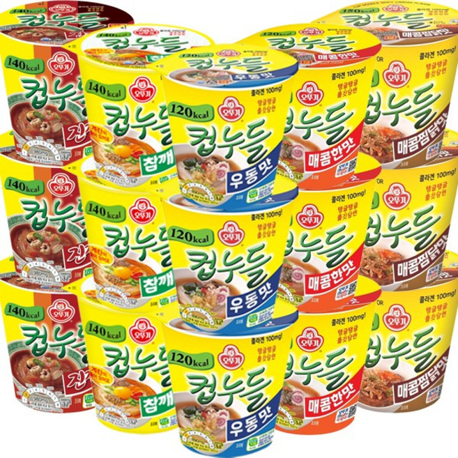 오뚜기 컵누들 5종세트 우동+매콤+찜닭+참깨라면+진짬뽕, 1박스