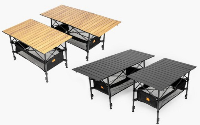 문캠핑 접이식 롤업 프리미엄 경량 테이블 파우치포함 2색상, 우드