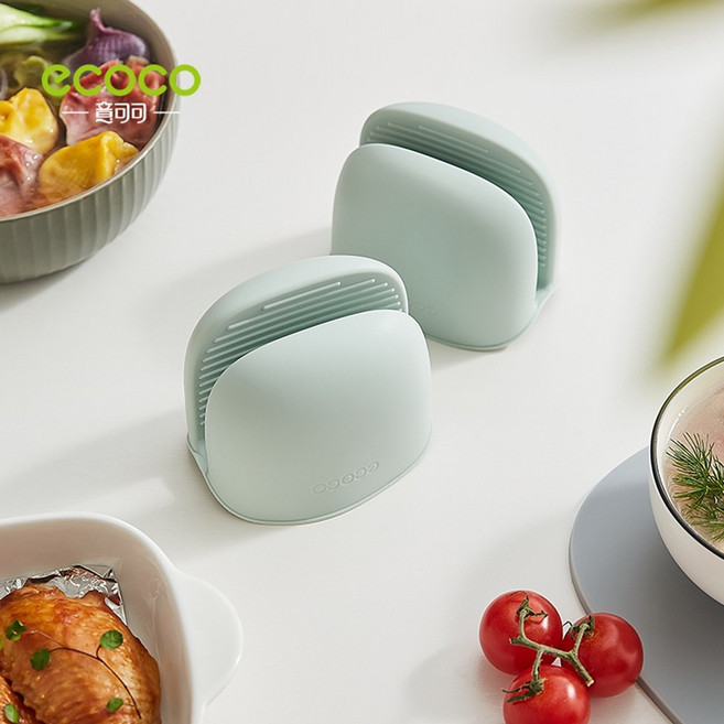 意可可 [ECOCO] 矽膠隔熱手套 廚房烘焙防燙耐高溫手套, 1個, E2252隔熱手套-綠色