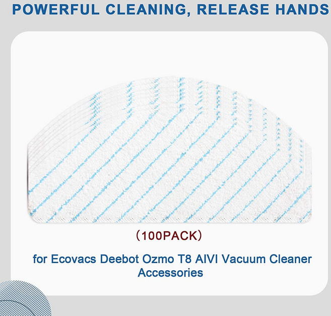 Ozmo T8 로봇 진공 청소기와 호환되는 일회용 걸레 패드 100팩, 100