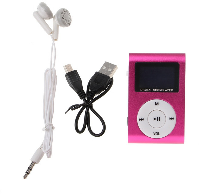 MX-801 미니 USB 금속 클립 마이크로 SD 카드 슬롯 LCD 스크린 음악 mp3 플레이어, 분홍색