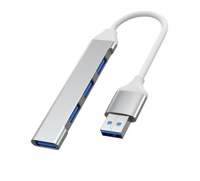 Type-C 轉 HDMI 4K 鋁合金三合一集線器 PD100W USB3.0 手機筆電電視同屏轉接器 銀色, 1個, 一拖四 USB轉USB3.0【銀色】