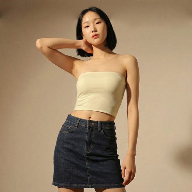 쿨 메쉬누디 오프숄더 롱튜브탑 캡나시 웨딩브라 워터밤