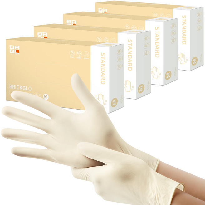 브릭글로 스탠다드 라텍스장갑, 베이지, 중(M), 4개