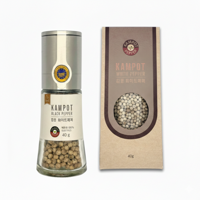 캄폿 라플랜테이션 화이트페퍼 통후추 그리인더 40g 리필 40g 2개번들 백후추 LA PLANTATION, 1세트, 80g