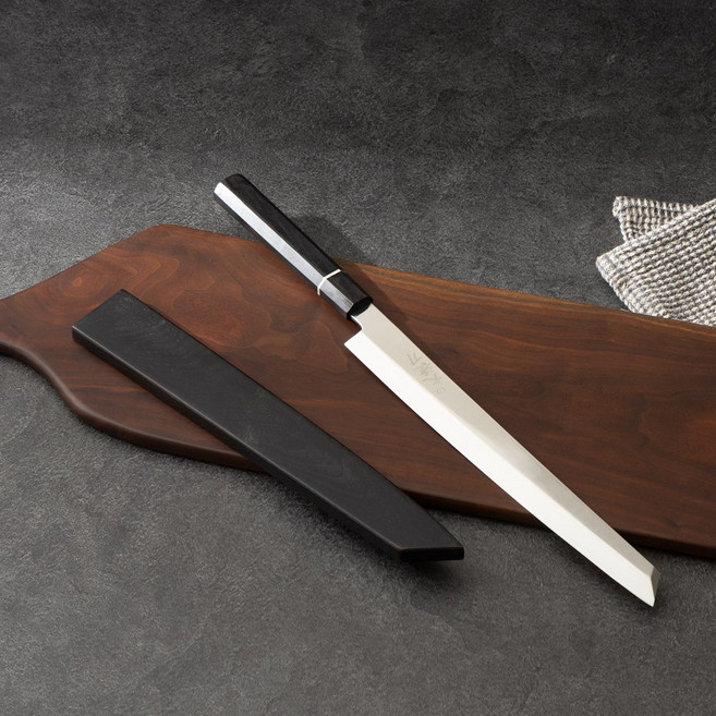 명장 조상진 대첩도 하이 카본 일식도 키리츠케칼 팔각 흑단나무 손잡이 사시미칼 회칼, 01.키리츠케, 02.칼날길이 27cm, 자석원목칼집, 1개, 01.키리츠케