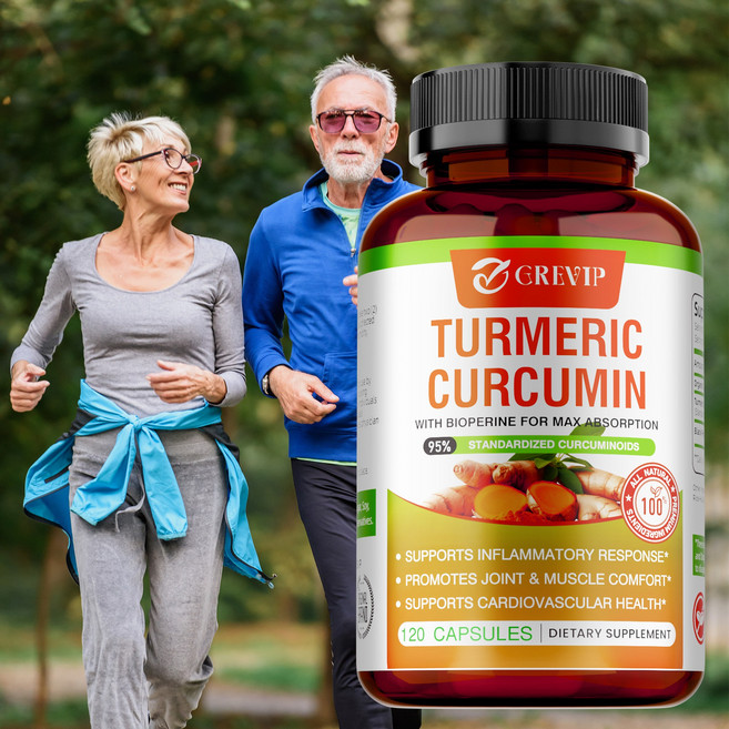 바이오페린이 함유된 강황 커큐민 95% 커큐미노이드 1965mg 흡수율 극대화를 위한 흑후추 함유 미국산 천연 면역력 지원, 1개