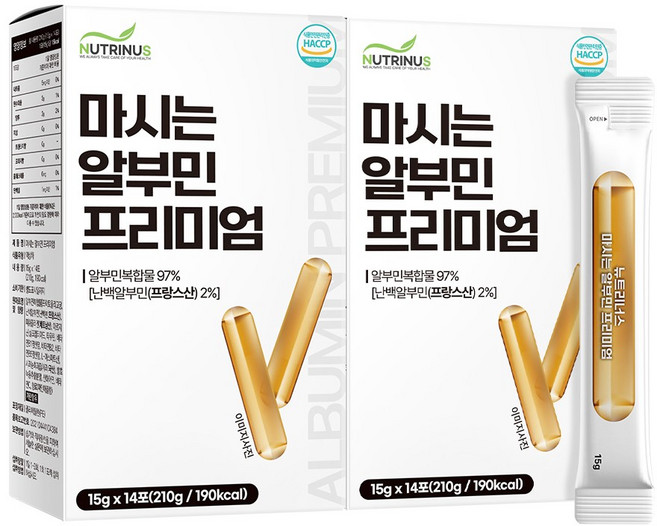 마시는 알부민 액상 프리미엄 난백알부민 발효녹용추출물 아르기닌 타우린 피로회복 14포, 210g, 2세트