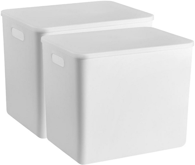 코드86 다용도 팬트리 수납 바구니 리빙박스 정리함, 화이트, 2개, 화이트