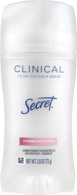 Secret Clinical+ Strength 땀 억제제/데오드란트 투명한 고체 가루 보호 73g(2.6oz), SecretClinicalStrength땀억제제데오드란, 73g, 1개 - 쿠팡